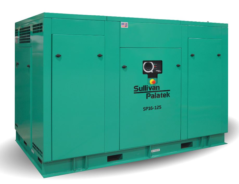 sullivan palatek SP16-125 125 HP base mount rotary screw air compressor with optional sound enclosure